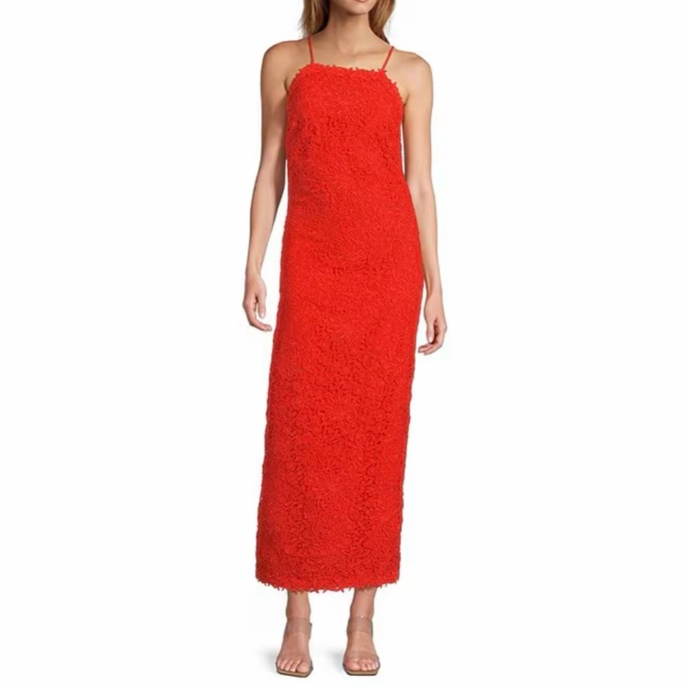 ANTONIO MELANI Red Strapless Textured Maxi Dress